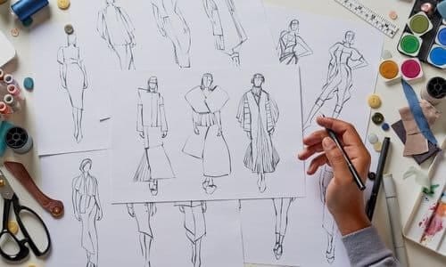 Linee e modelli di abiti disegnati da un sarto professionista